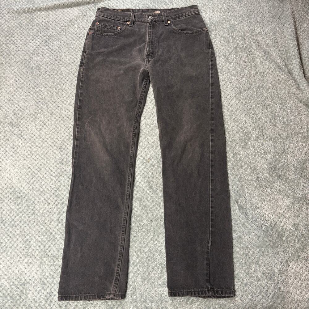 Levi's 505 Regular Fit Men's Black Denim Jeans Sz 33x32